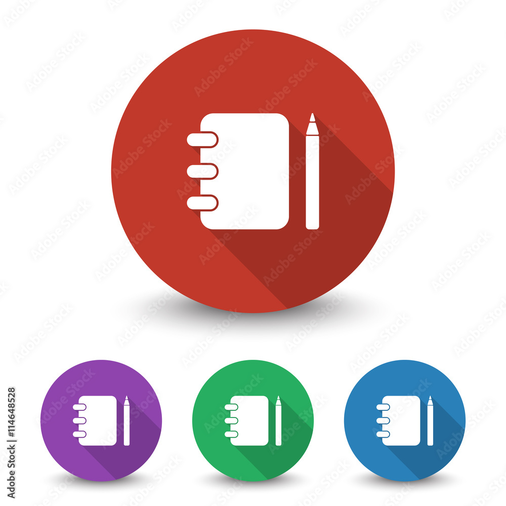 White Note Book icon in different colors set White Note Book icon in different colors set