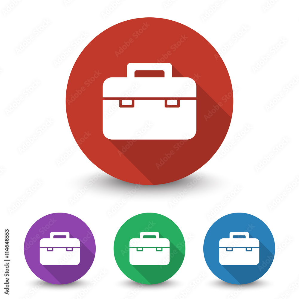White Briefcase icon in different colors set White Briefcase icon in different colors set