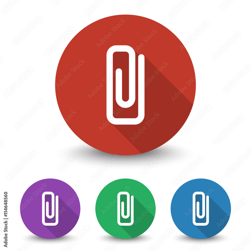 White Paper Clip icon in different colors set White Paper Clip icon in different colors set