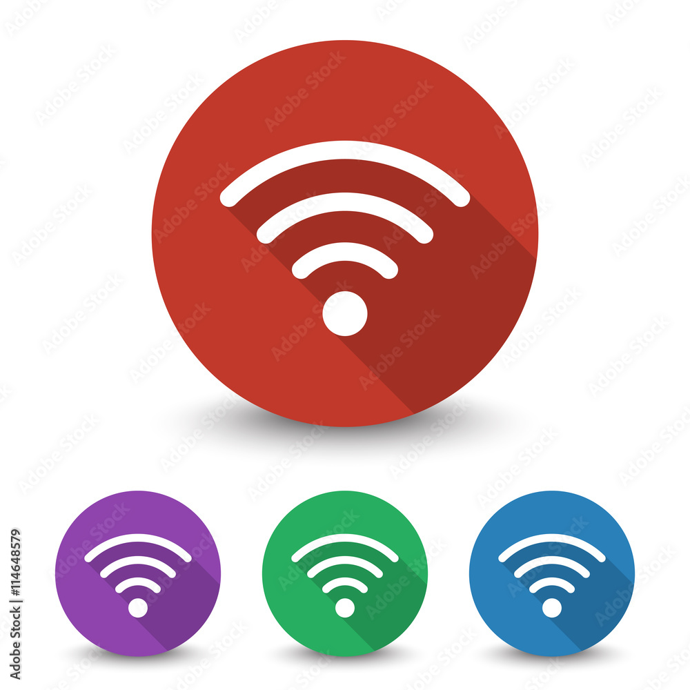 White Wireless icon in different colors set White Wireless icon in different colors set
