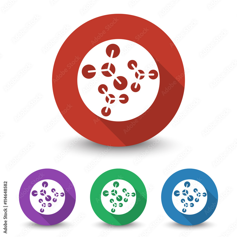 White Molecules icon in different colors set White Molecules icon in different colors set