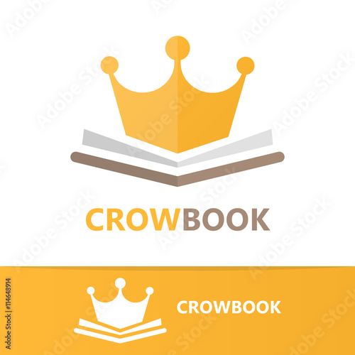 Vector book and crown logo concept