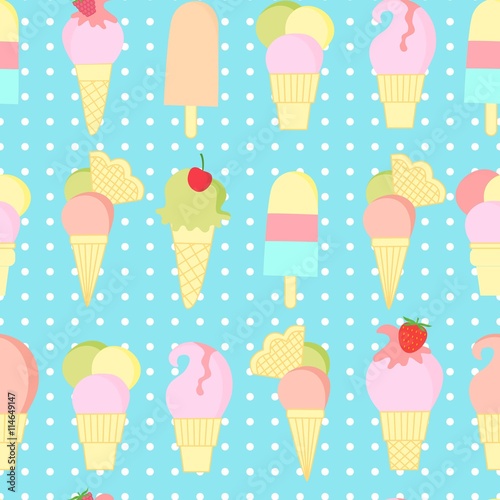 Seamless pattern with sweet ice cream