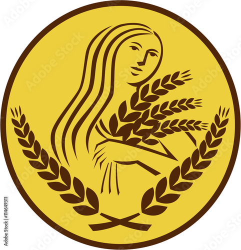 Demeter Harvest Wheat Grain Oval Retro