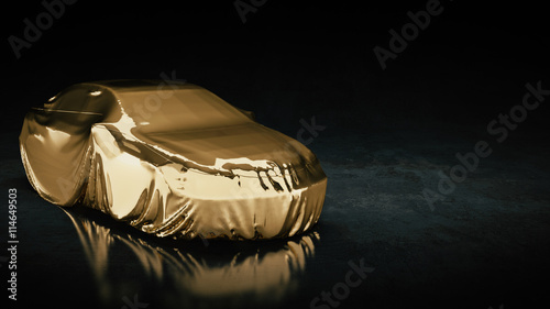 Presentation of the gold sport car