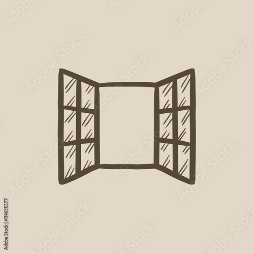 Open windows sketch icon.