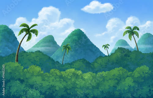 Illustration of an outdoor to have hill trees photo
