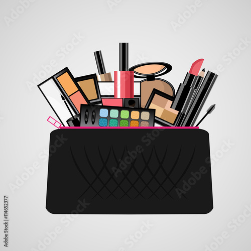 Makeup bag with beautician tools