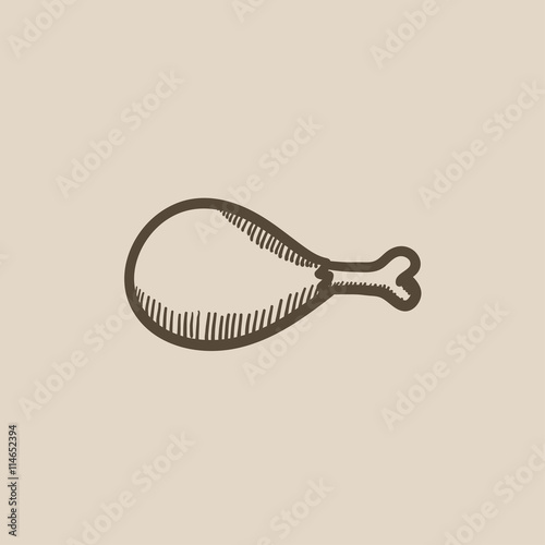 Chicken leg sketch icon.