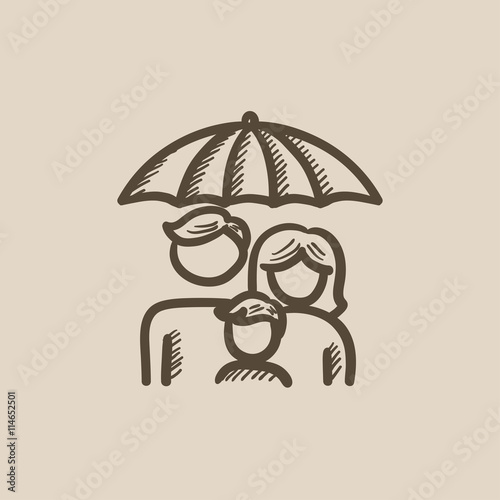 Family insurance sketch icon.