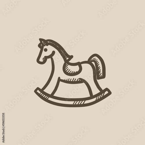Rocking horse sketch icon.