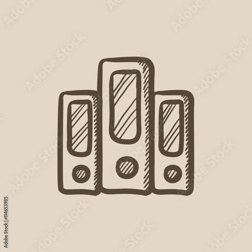 Row of folders sketch icon.