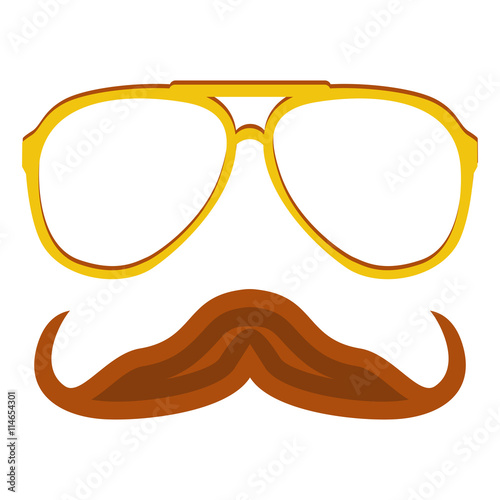 Hipster nerd glasses and stylish mustache isolated on white