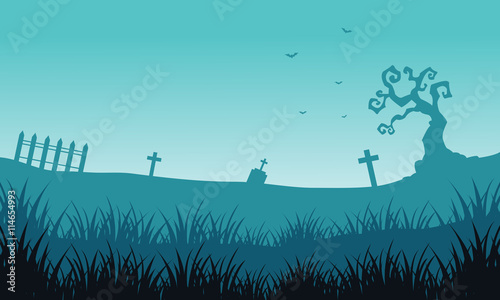 Silhouette of tomb and fog Halloween backgrounds