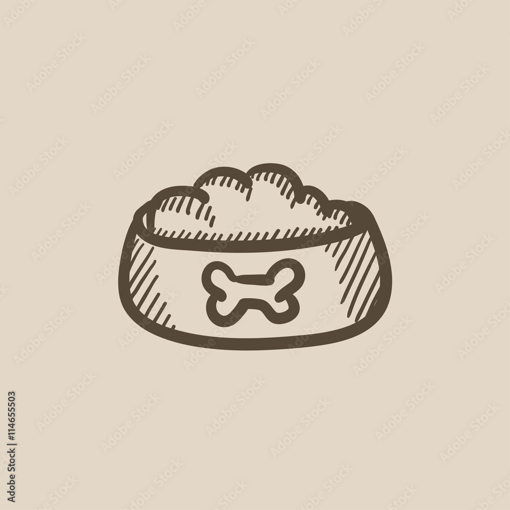 Obraz premium Dog bowl with food sketch icon.