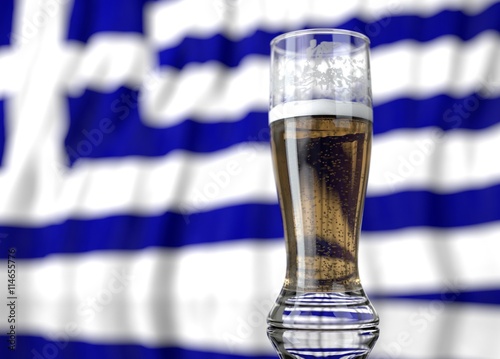 a glass of beer in front a xxxx flag. 3D illustration rendering. photo