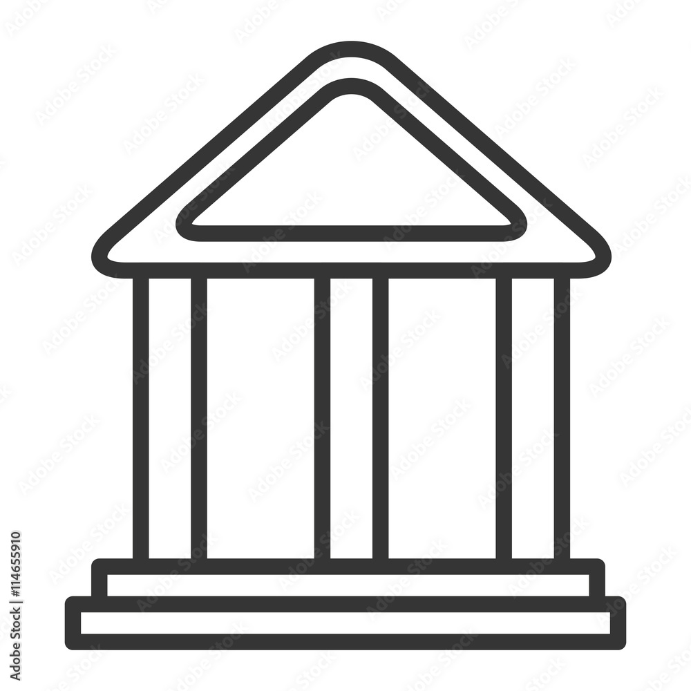black and white bank building icon over isolated background, commerce concept, vector illustration black and white bank building icon over isolated background, commerce concept, vector illustration