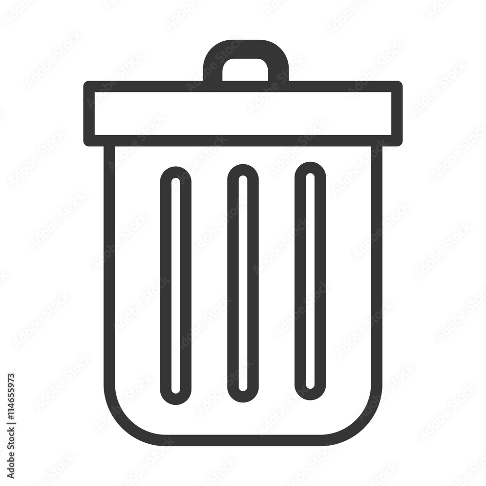 black and white trash bin with cover over isolated background, vector illustration black and white trash bin with cover over isolated background, vector illustration