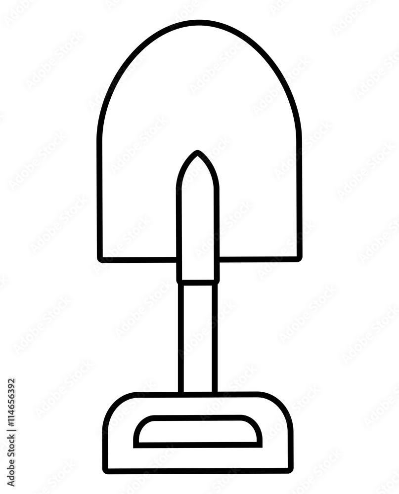 white construction shovel front view over isolated background, vector illustration 