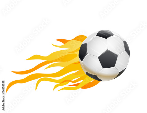 soccer ball and fire flames. vector illustration