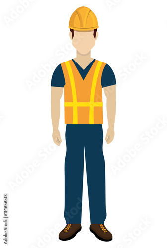 avatar construction man with colorful clothes and yellow helmet over isolated background, vector illustration 