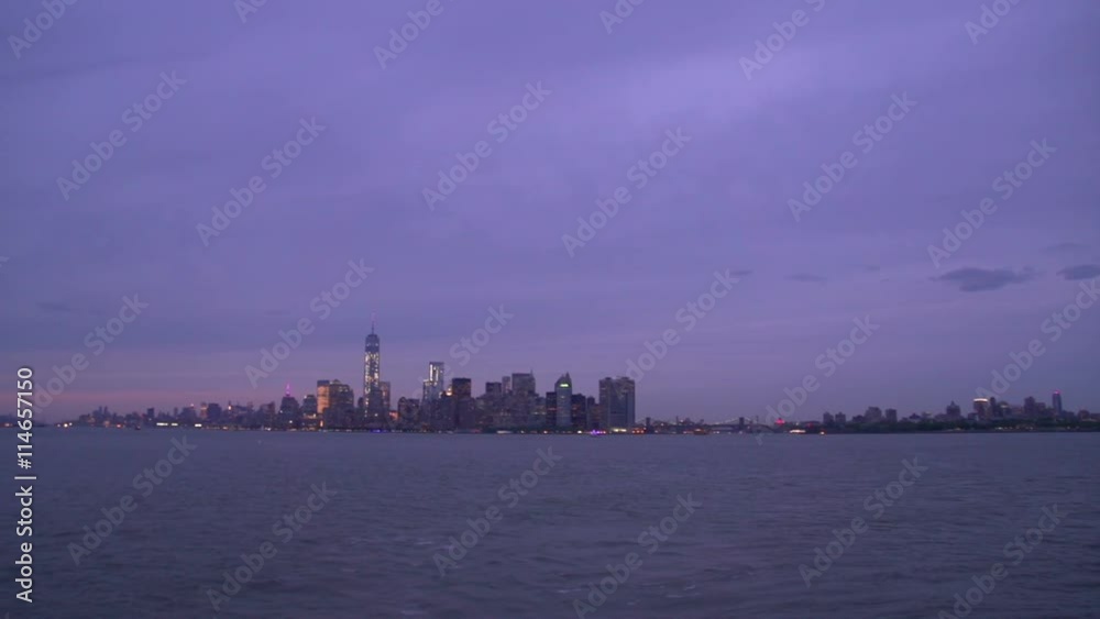 Manhattan skyline and Statue of Liberty at night, New York City, USA Manhattan skyline and Statue of Liberty at night, New York City, USA