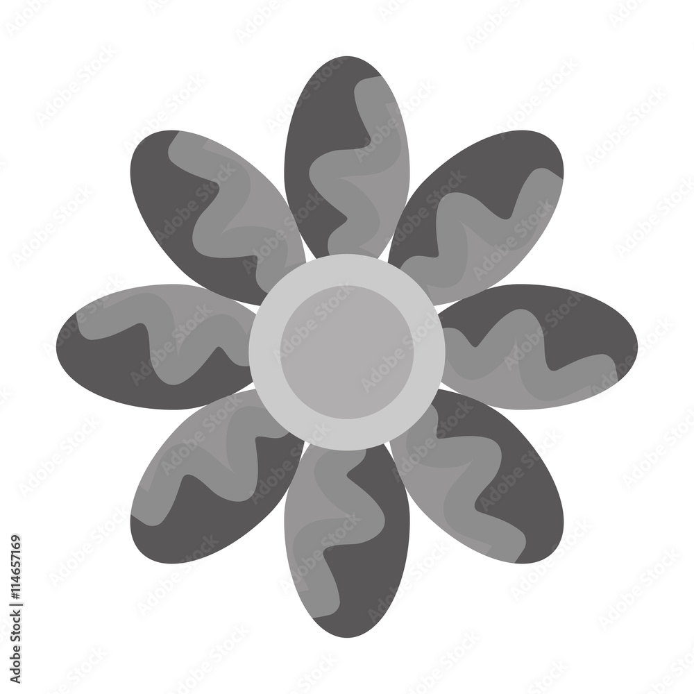 black and grey flower front view over isolated background, vector illustration black and grey flower front view over isolated background, vector illustration
