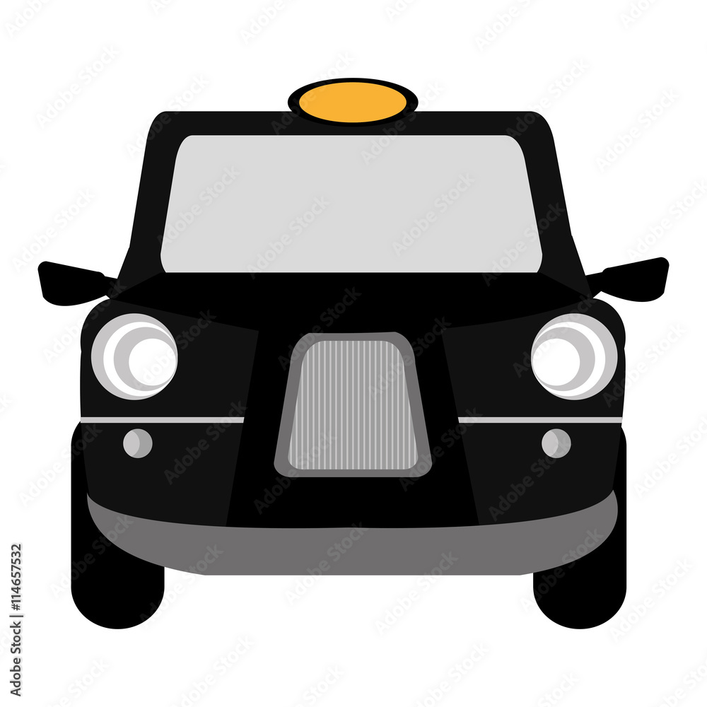 Obraz premium black british cab front view over isolated background, vector illustration 
