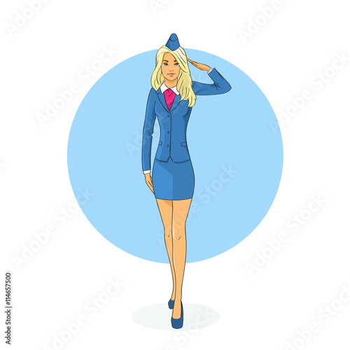 Stewardess Salute Airline Crew
