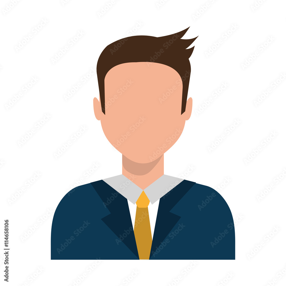 avatar business man wearing colorful clothes front view over isolated background, vector illustration 