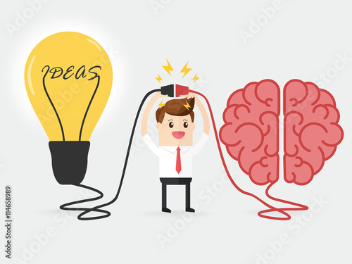 businessman connecting brain and powerful ideas interactions concept best teamwork