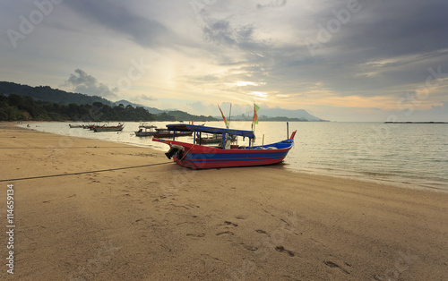 Scenery of fisherman village at Black Sand Beach Village in Langkawi, malaysia