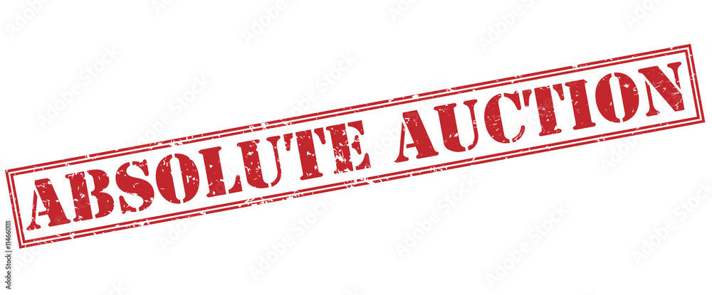 Φωτογραφία absolute auction red stamp on white background