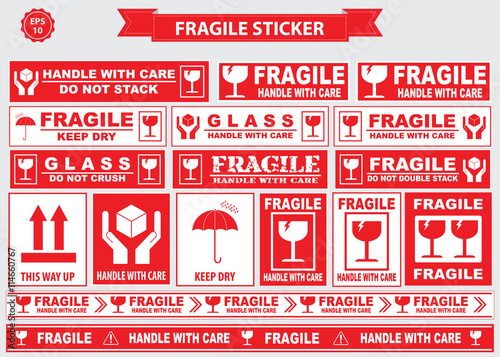 Fragile Sticker sign. easy to modify photo