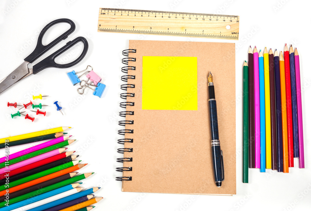 concept and office supplies on white concept and office supplies on white