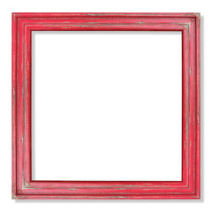 old red picture frame isolated on white