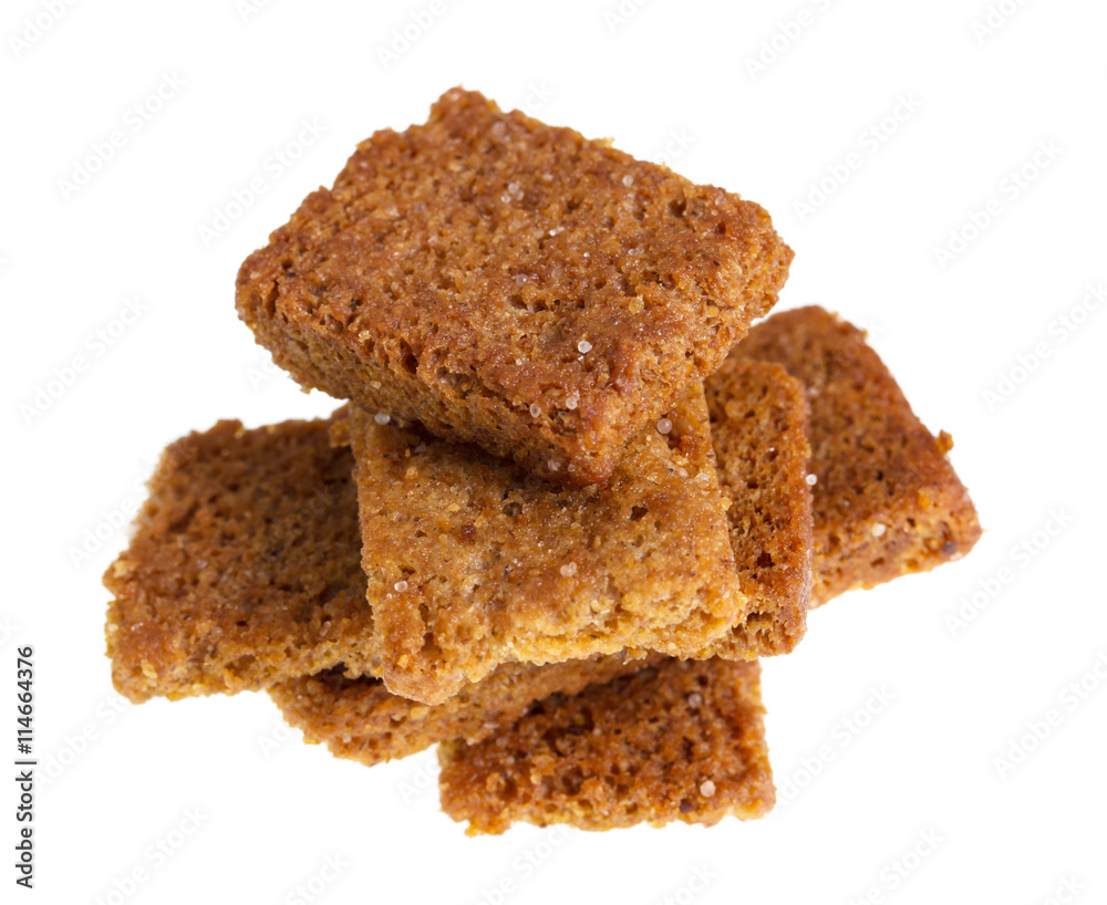 rye salty crackers on a white background rye salty crackers on a white background