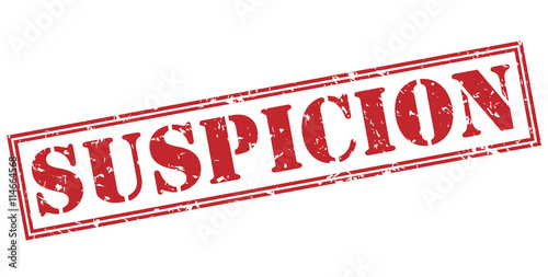 suspicion red stamp on white background