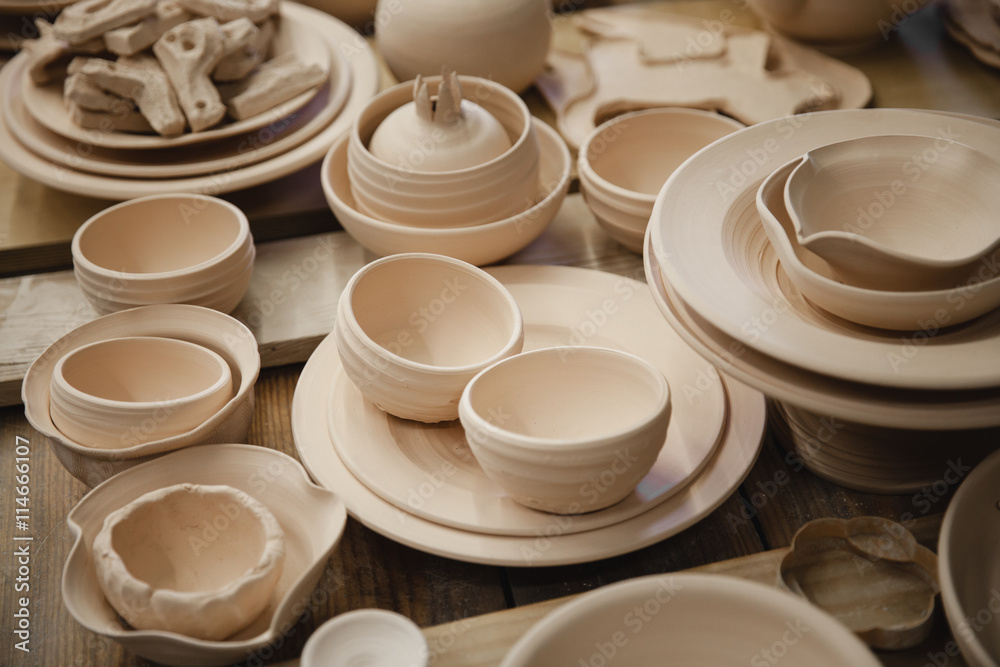 Roasted ceramic products without glaze closeup