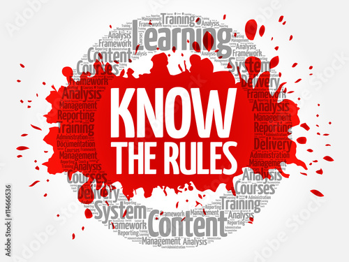 Know the Rules circle word cloud, business concept