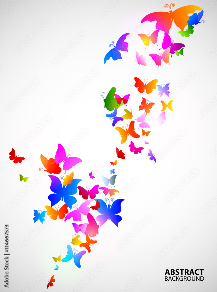 Colored abstract background with butterflies