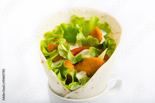 Chicken roll on white background