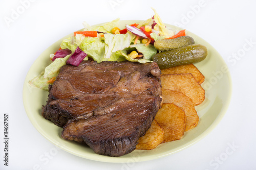 Beef steak with salad