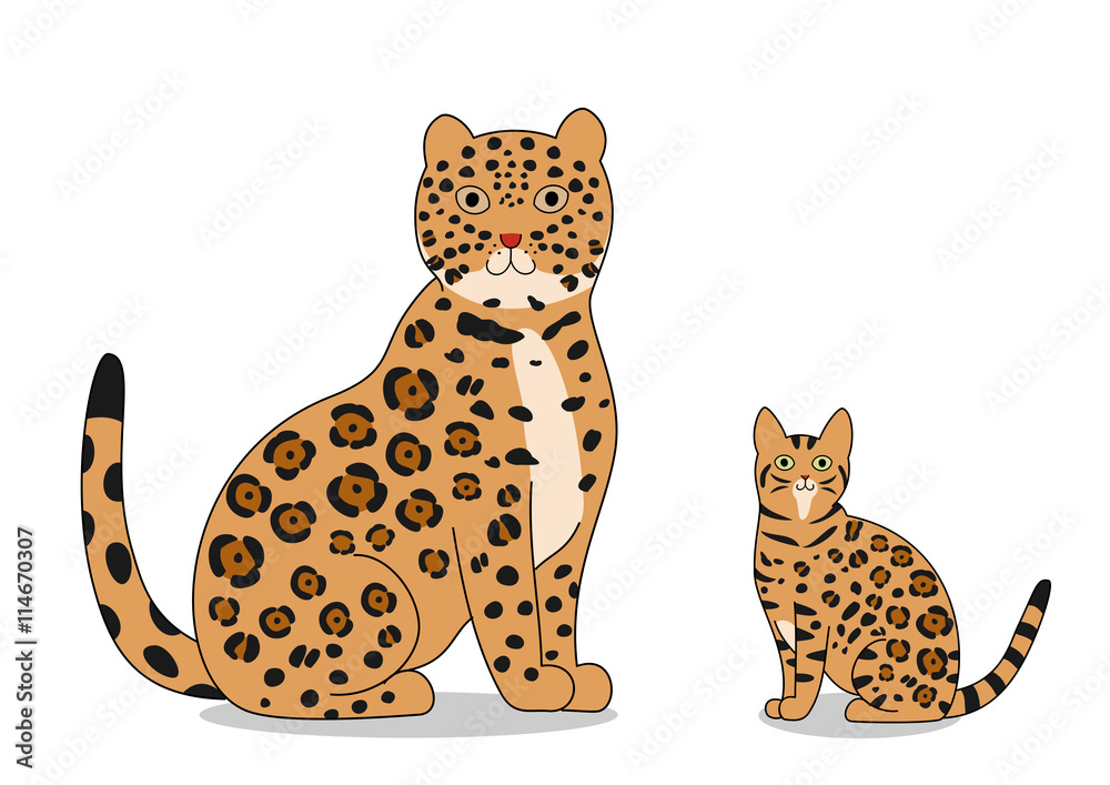 Naklejka premium jaguar and bengal cat
