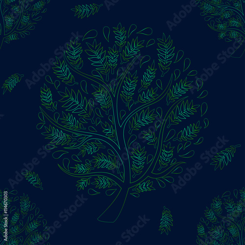 Green Tree on Green Blue Ba...
