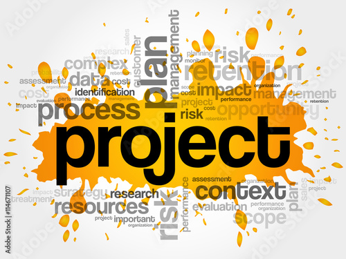 Project word cloud collage, business concept background