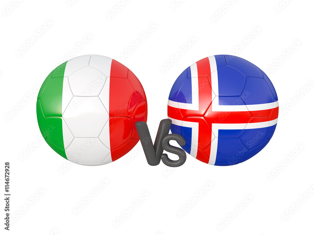 Obraz premium Italy / Iceland soccer game 3d illustration