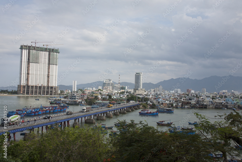 Vietnam, the Views of Nha Trang, the bridge on the river Kai