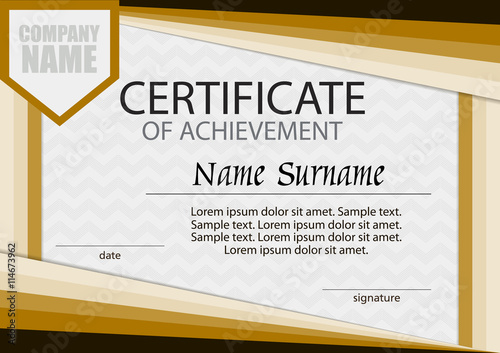 Certificate of achievement template. Horizontal. Vector.