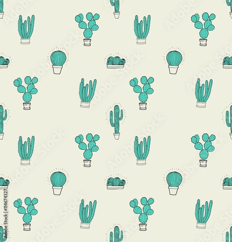 Cactus seamlees vector pattern